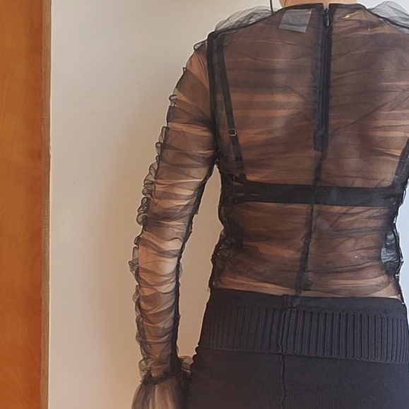 Gothic couture Dior vibe H & M studio sheer Gothic blouse xs - Picture 8 of 10